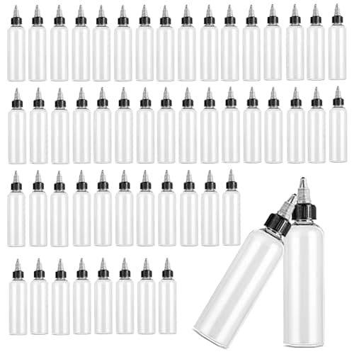 High-PQ 50 Pack Clear Dispensing Bottles with Twist Top Caps,4oz