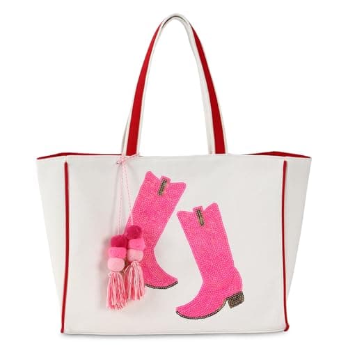 DYSHAYEN Tote Bag for Women, Kicking Boots Sequin
