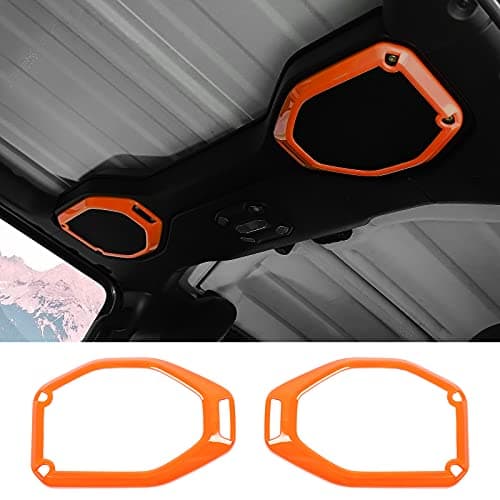 Voodonala for Jeep JL Top Speaker Audio Surround Trim for 2018 2019 2020 2021 Wrangler JL JLU 2020 2021Gladiator JT Trunk Orange (2pcs/Set)