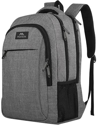 MATEIN Travel Laptop Backpack, Business Anti Theft Slim Sturdy Laptops Backpack Personal Item Bag, Water Resistant College School Computer Bag Gift for Men & Women Fits 15.6 Inch Notebook, Grey