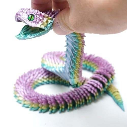 23.6inch 3D Printed Snake Models,Flexible Joint Animal lacertid Figurines, Stress Relief, Fidget restlessness, ADHD Toys, Surprise Fantasy Gifts (Random)