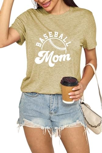 Baseball Mom Shirts for Women Mama Supporters - Cotton Blend Baseball Graphic Tee for Moms