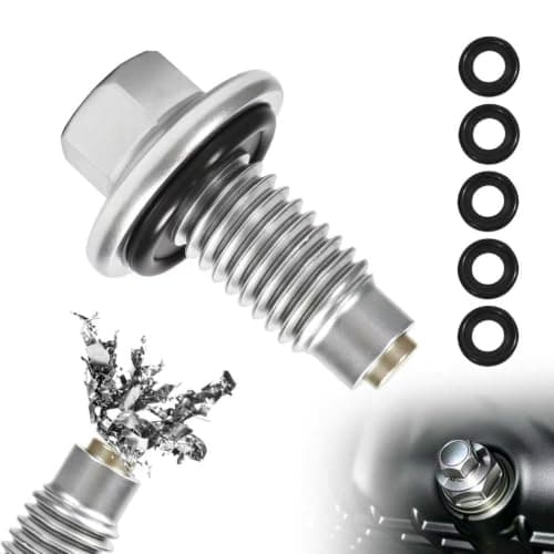 M12x1.75 Magnetic Oil Drain Plug, 1 Pack with 5 Oil Drain Plug Gaskets