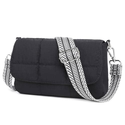 Puffer Crossbody Bag for Women, Quilted Nylon Shoulder Bags with Coin Purse