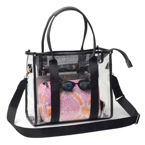 ESVAN Large Clear Tote Bag Stadium Approved for Stadium Events Transparent Shoulder crossbody Handbag with Adjustable Strap