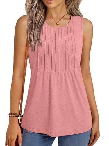 NORACORA Womens Camisole Tank Top Clothing Loose Fit Flowy Sleeveless Shirt Boat Neck Crew Neck Summer Casual Outfits 2026 Fashion Coral L