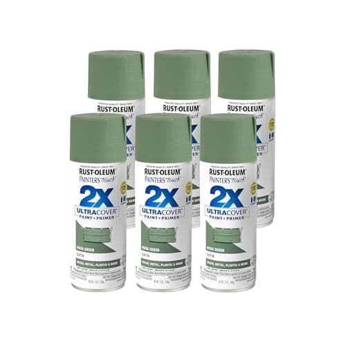 Rust-Oleum 334075-6PK Painter's Touch 2X Ultra Cover Spray Paint, 12 oz, Satin Moss Green, 6 Pack