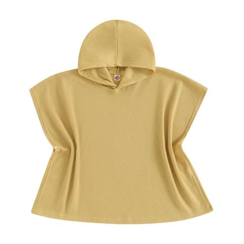 Balaflyie Kids Swim Cover up Girls Boys Waffle Towel Poncho Swimsuit Coverups for Beach, Pool, Bath (Yellow,9-10 Years)