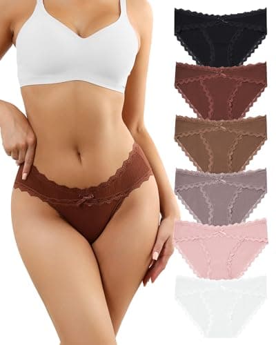 LEVAO Underwear Women Pack Cotton Cheeky Stretch Bikini Panties Lace Hipster S-XXL