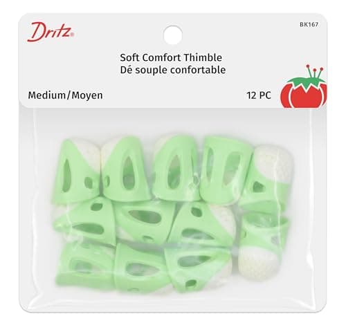 Dritz Soft Comfort Thimbles, Medium, Green, 12 pc