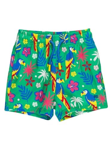 RUGGEDBUTTS Boys UPF50+ Stretch Swim Trunks - Parrot Palms, 4T