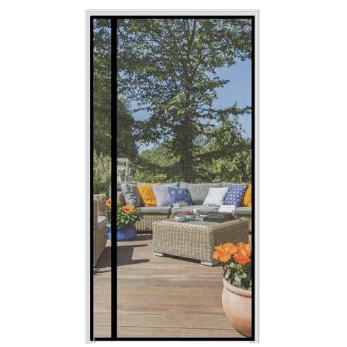 wohomzy Magnetic Screen Door Fits Door Size 34" x 98", Screen Size 36" x 99", Reversible Left Right Side Opening,Top Middle Anti-Tearing Mesh Net Curtain with Magnet,Black