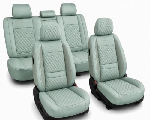 Green Thick Nappa Leather 3D Contoured Automotive Car Seat Covers Full Set