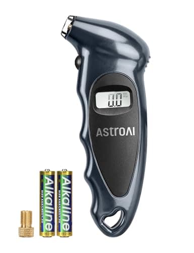 AstroAI Digital Tire Pressure Gauge 0-150PSI, Accurate in 0.1 Increments, Tire Gauge with Backlit LCD and Presta Valve Adaptor, 4 Units of Measurement for Car Truck Bicycle, Grey