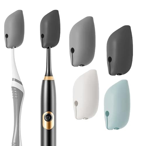 Muslish Silicone Toothbrush Covers, 4 Pack Tooth Brush Cover Cap for Electric & Manual Toothbrush Heads, Portable Toothbrush Protector for Travel, Home (Gray)
