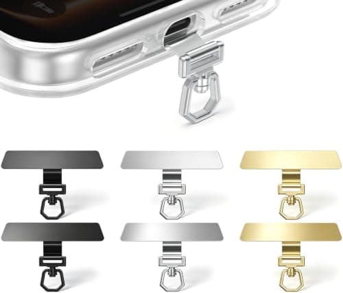 QiweDour 6PK 360°Rotate Phone Tether Tab &Stainless Steel Phone Lanyard Tab