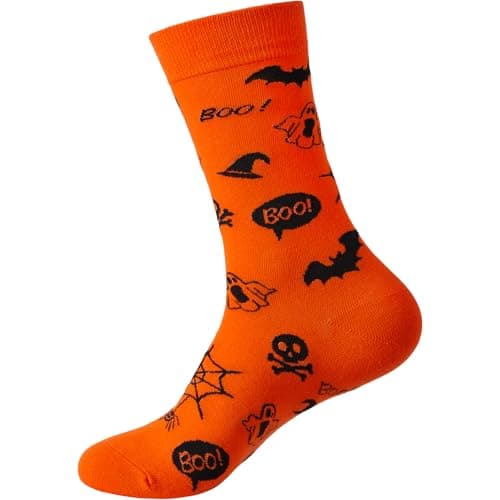 FancyBull Halloween Socks Men Pumpkin Smile Face Funny Socks