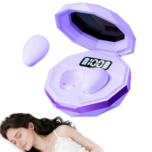 sunvito Sleep Earbuds for Side Sleepers, Mini Invisible Wireless Bluetooth 6.0 Micro Sleep Headphones, Hidden Earbuds with LED Screen for Small Ears Sleeping, Working, Exercise, Hiking(Purple)