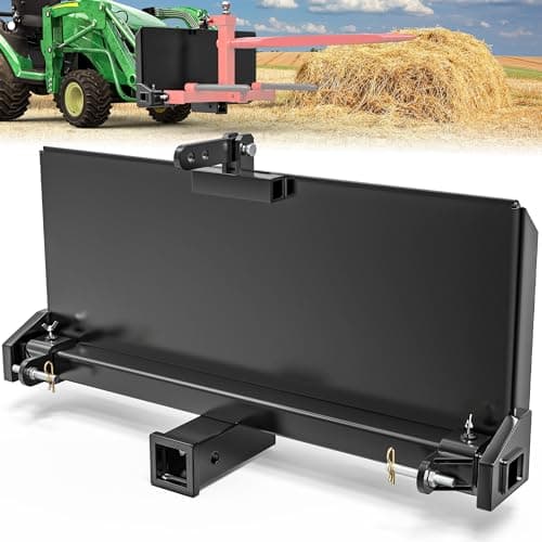 YITAMOTOR Skid Steer 3 Point Adapter Plate with 2'' Trailer Hitch Receiver, Universal Quick Attach Mount Plate Adjustable Width Lift Arms from 8" to 43" for Front Loader Case