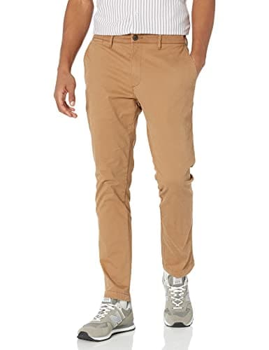 Amazon Essentials Men's Skinny-Fit Washed Comfort Stretch Chino Pant, Khaki Brown, 31W x 34L
