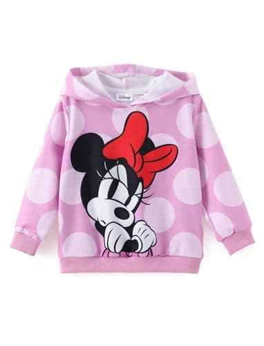 Disney Minnie Mouse Hoodie Sweatshirt Girls Cute Graphic Pullover Tops Kids Comfort Clothes for Birthday Gift Party Casual Outfit 8-9 Years