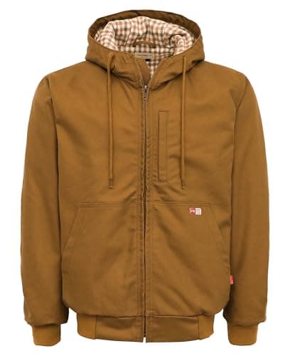 TICOMELA FR Jackets for men Flame Resistant Duck Hoodies Insulated Hooded Coat Outwear Water Repellent Oil Resistant