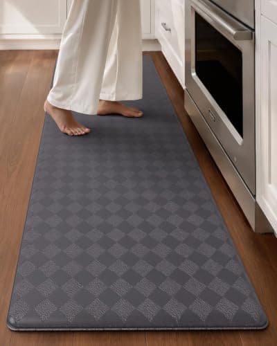 Color&Geometry Checkered Narrow Kitchen Floor Mat Anti Fatigue 17x71, Grey