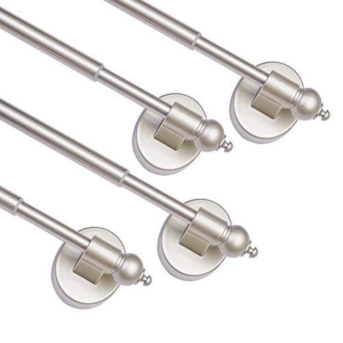 Magnetic Curtain Rods,Multi-Use Adjustable Appliance for Metal Doors,Windows,No Tools Needed，16-28 Inch，Nickel，2 Pack