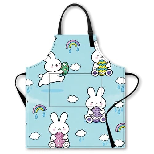 Nuxovilar Cartoon Rainbow Rabbit Smock 26.7x30.7 Inch Polyester