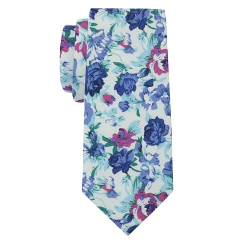 Mantieqingway Men's Purple Floral Tie 2.36''Cotton Skinny Ties Wedding Party Printed Necktie