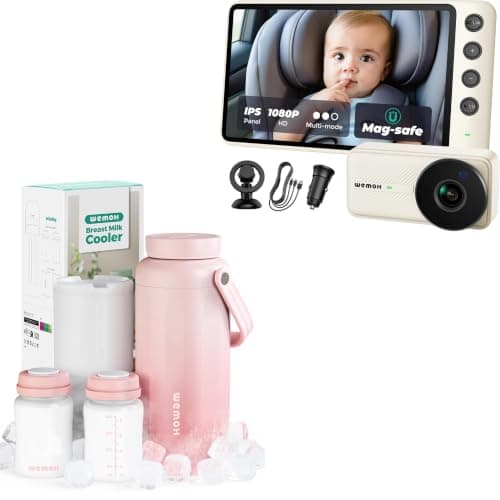 WEMOH Magnetic Baby Car Monitor & 12H+ Breast Milk Cooler Bottle