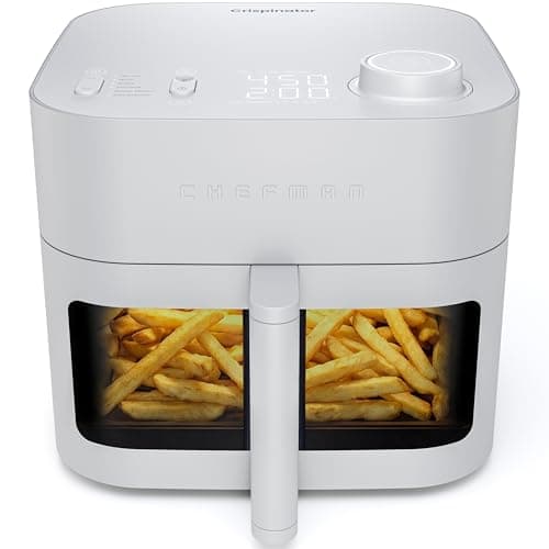 Chefman Crispinator Air Fryer 6-in-1 with 8 Qt capacity, 450°F Max Temp with TurboFry Pro Technology for Fast and Even Results, Viewing Window, Nonstick Ceramic Basket