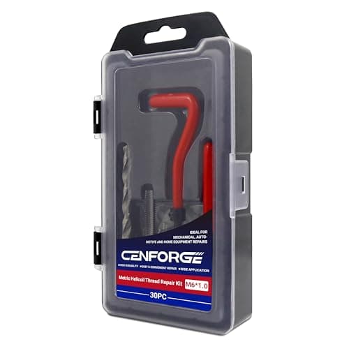 CENFORGE M6x1.0 Helicoil Thread Repair Kit, Metric HSS Drill Helicoil Repair Kit for Rethreading Internal Threads with Carry Case, 30PCS