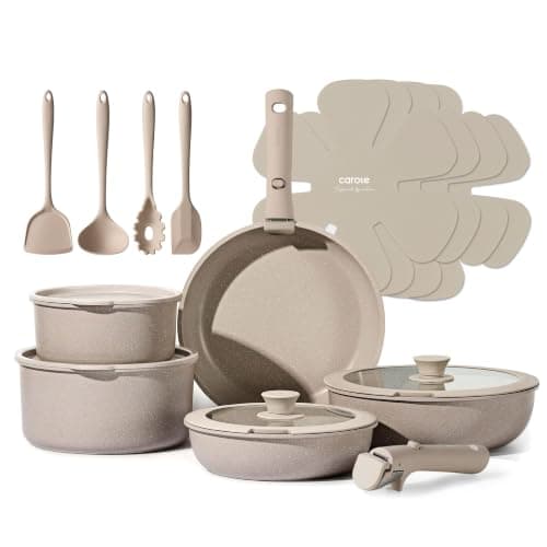 CAROTE 19pcs Pots and Pans Set Non Stick, Detachable Handle Cookware Sets