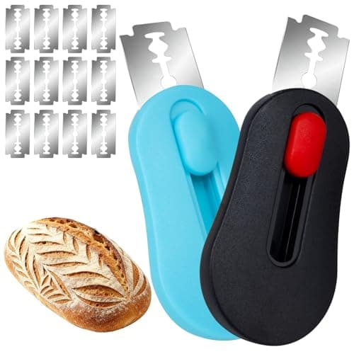 2 Pcs Bread Lame Sourdough Scoring Tool, Magnetic Bread Scoring Tool for Bread Baking, Bread Razor for Homemade Bread, Sourdough Bread Scorer Tool, Includes 12 Razor Blades