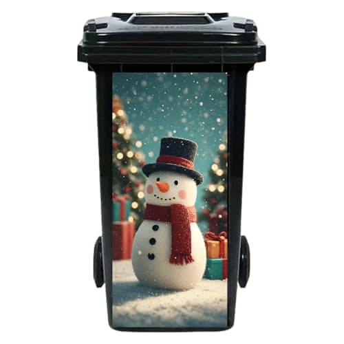 Nuxovilar Snowman Garbage Pail Stickers Trash Can PVC 14.57x32.28 in