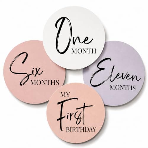 Tiny Trees® Baby Milestone Cards 0–12 Months (7 Double-Sided Discs) - Monthly Baby Milestone Signs for Photos - Newborn Photo Props, Baby Month Markers, Gender Neutral Keepsake Gift
