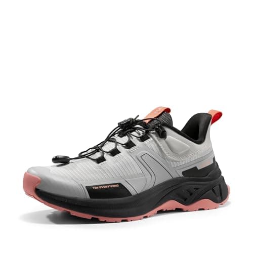 NORTIV 8 Women's Lightweight Hiking Shoes Quick Laces Outdoor Fashion Sneakers Gladiator,Size 6.5,Grey Pink,SNHS239W