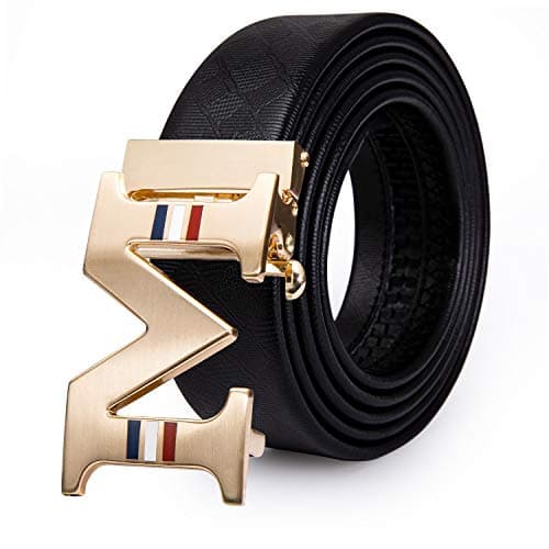 Barry.Wang Ratcheting Belts for Men Automatic Buckle Slide Click 1 3/8" Designer Dress Belt Fashion Classic Casual Work Business Wedding