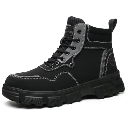 Steel Toe Work Boots for Men Women Lightweight Comfortable Waterproof Composite Toe Boots Slip Resistant Indestructible Wide Safety Shoes(Black 7921,7.5 Men/9.5 Women)