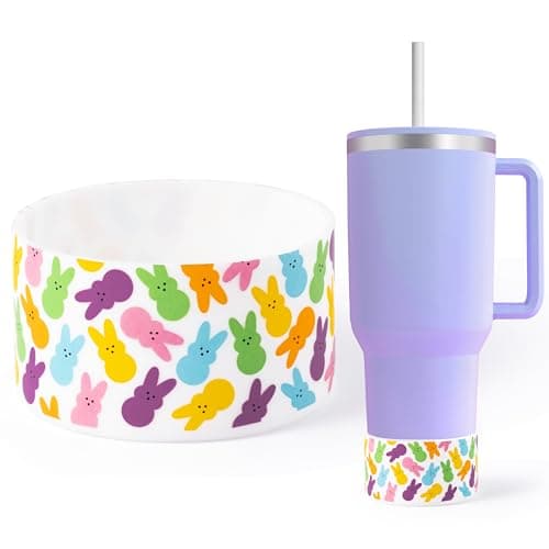 R HORSE Easter Bunny Silicone Boot Fit for Cup 30 40 oz, Anti Slip Silicone Boot Fit for IceFlow Flip 30 20 oz, Hydro Flask Water Bottles Bottom Protector Sleeve Cover Easter Gift