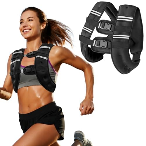 Weighted Vest with Two Adjustment Straps for Men Women, 8lbs/12lbs/16lbs/20lbs Weight Vest with Reflective Stripes for Workout, Strength Training, Running, Fitness, Muscle Building, Weight Loss