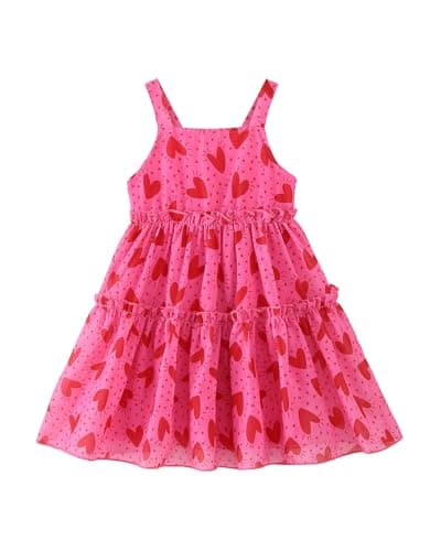 Toddler Girl Summer Dress 3T 4T Girl Clothes Kids Ruffle Tulle Lined Party Birthday Dresses Beach Sundress Outfits Red Toddler Clothes for Girls
