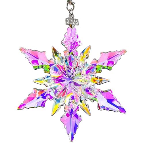 Annual Edition Christmas Ornaments 2026, Crystal Glass Snowflakes Ornaments