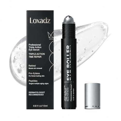 Under Eye Brightener Roller - Caffeine & Retinol Eye Serum for Dark Circles, Puffiness & Fine Lines, Travel Essential Vegan Skincare, Cooling Eye Massage, Dermatologist-Tested, 0.52 fl oz