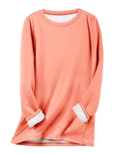 Flygo Women's Winter Warm Sherpa Lined Fleece Crewneck Sweatshirt Pullover Loungewear Tunic Tops(Watermelon-M)