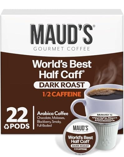 Maud's Half Caff Dark Roast Coffee Pods, 22ct, Single Serve Pods – 100% Arabica Coffee, Compatible with Keurig K Cups Maker