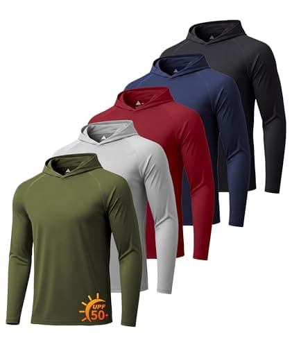ZITY 5 Pack Men Sun Hoodies Lightweight Shirts UPF 50+ Sun Protection Fast Dry SPF Fishing Swim Long Sleeve Shirt for Mens