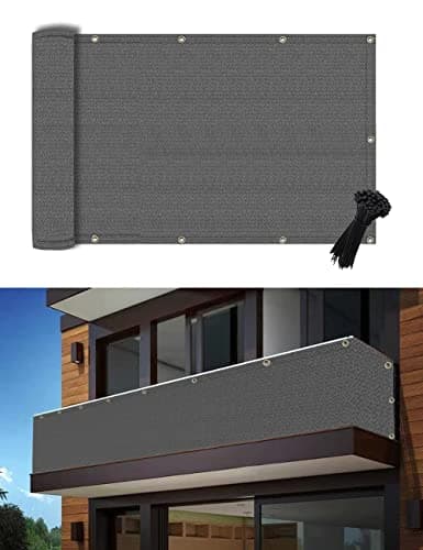 POYEE 3x10ft Dark Grey Balcony Privacy Screen Cover for Apartments Patio