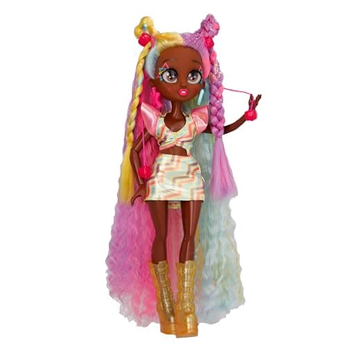IMC Toys VIP Girls Hair Makeover Evelyn Fashion Doll with 11" Colorful Long Styling Hair and 5 Accessories Fashion Toy, Girls and Boys Ages 5 and Up, 10 Inch Doll